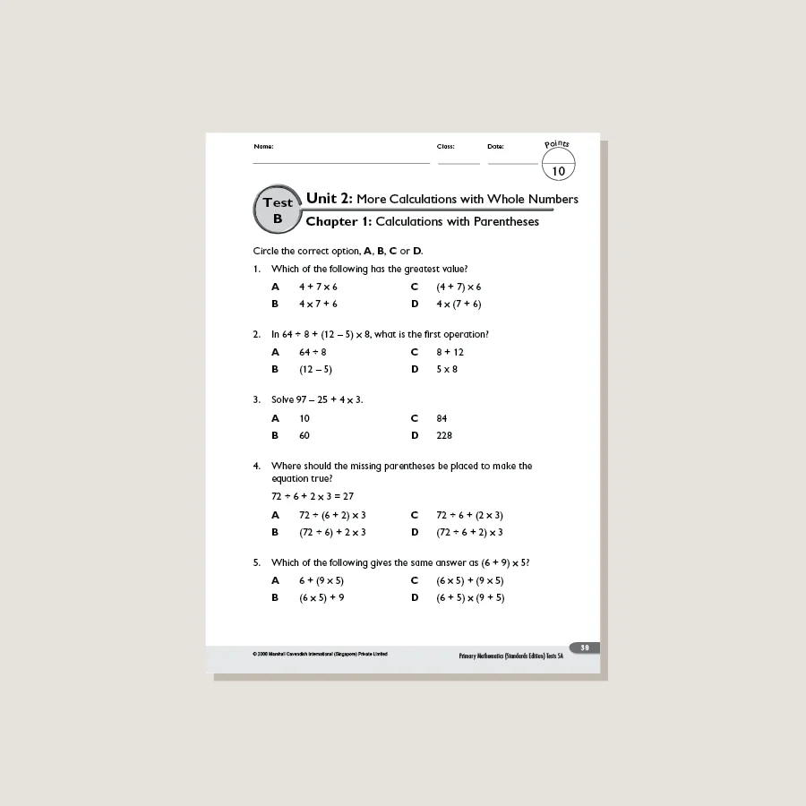 Primary Mathematics Standards Edition Tests 5A - Blemished - Image 2
