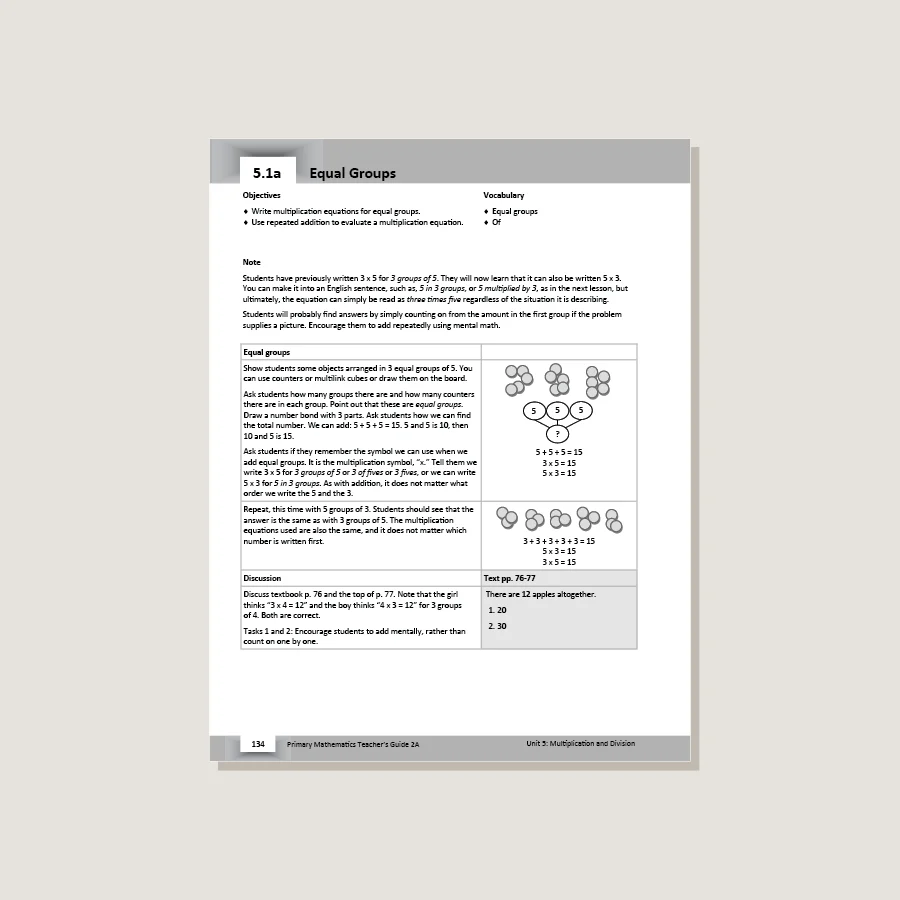 Primary Mathematics U.S. Edition Teacher's Guide 2A - Image 4